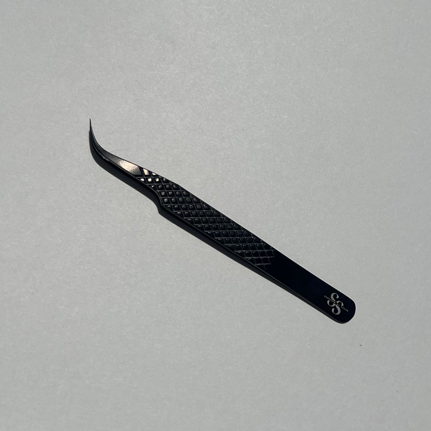 J curve Black fiber tip tweezer